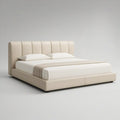 Cama de Casal Estofada Bege em PU para Colchão 160 x 200 cm, 180 x 225 x 115 cm