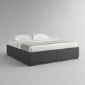 Cama de Casal com 2 Gavetas em MDF Preto para Colchão 160 x 200 cm