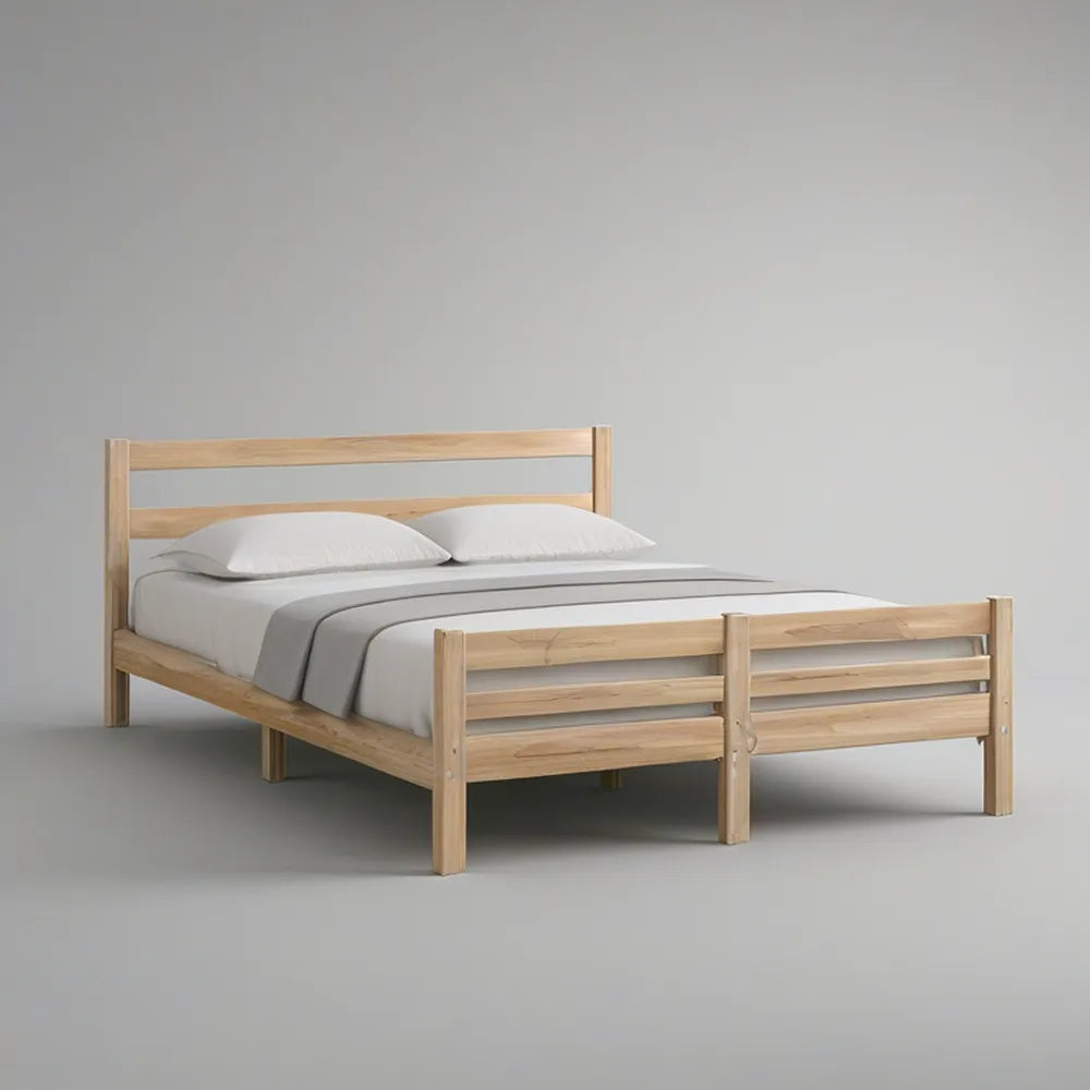 Cama de Casal em Pinho Maciço Natural para Colchão 140 x 200 cm