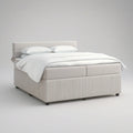 Cama de Casal Estofada em Poliéster Creme com Pés Pretos, 160 x 200 cm