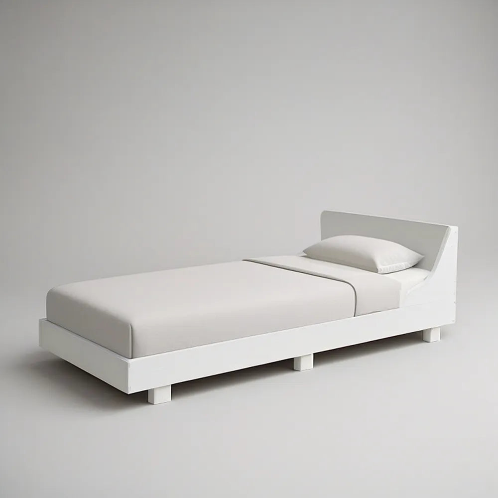 Cama Individual Infantil com Cabeceira em MDF Branco para Colchão 90 x 200 cm
