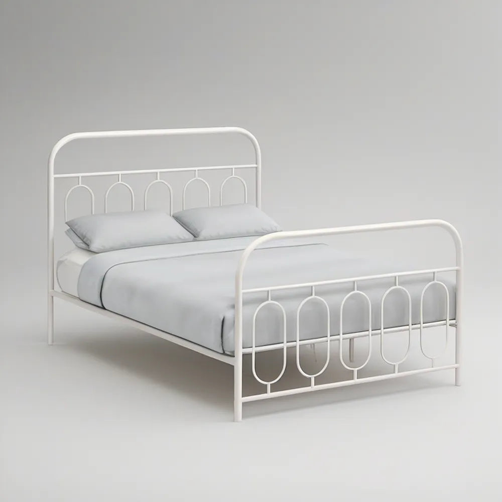 Estrutura de Cama de Casal em Aço Branco 160 x 200 cm