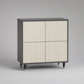 Aparador de 4 Portas Caneladas em MDF Cinzento Escuro e Creme 90 x 40 x 100 cm