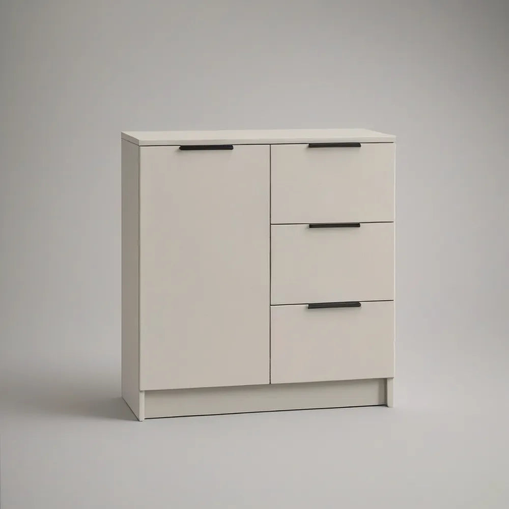 Aparador Retangular Branco com 3 Gavetas e 1 Porta, 80 x 40 x 90 cm