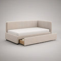 Cama de Dia Estofada com Cama Auxiliar Deslizante 210 x 100 x 85 cm Bege Claro