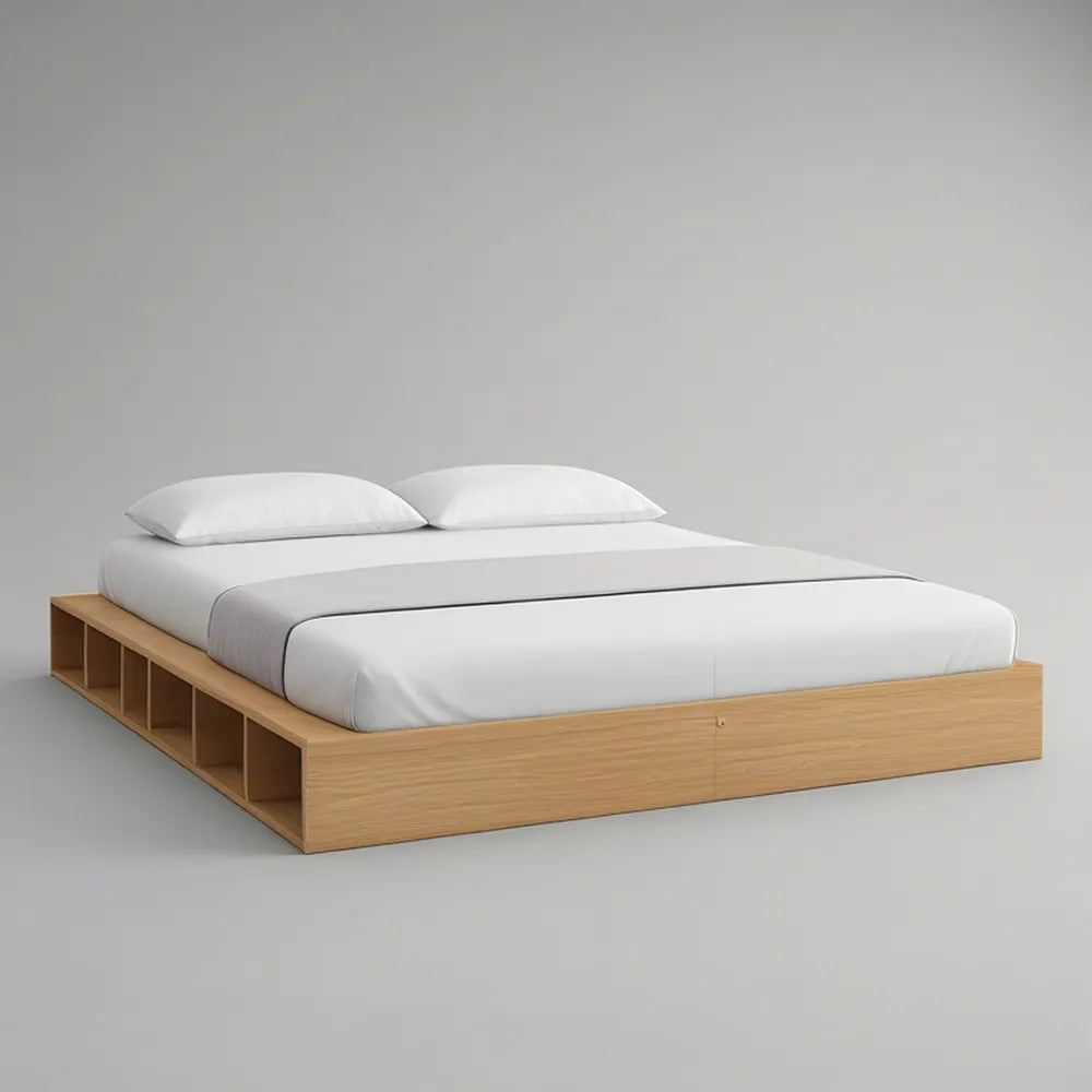 Cama de Casal com Arrumação 160 x 200 cm, 215 x 170 x 35 cm, Carvalho Claro
