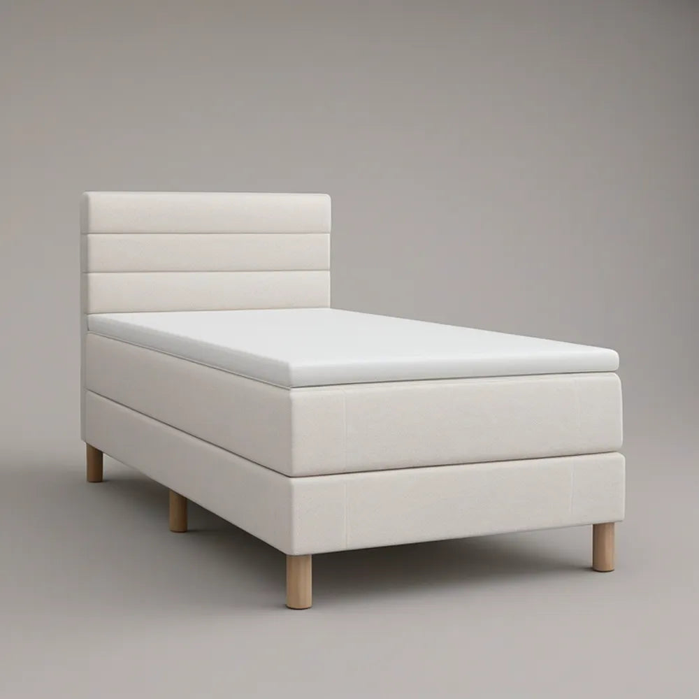 Estrutura de Cama Individual Estofada Branca com Colchão 90 x 200 cm