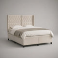 Cama de Casal Estofada 160 x 200 cm em PU Bege Creme com Cabeceira Capitoné