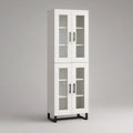 Móvel Alto em MDF Branco com 4 Portas de Vidro, 80 x 40 x 200 cm
