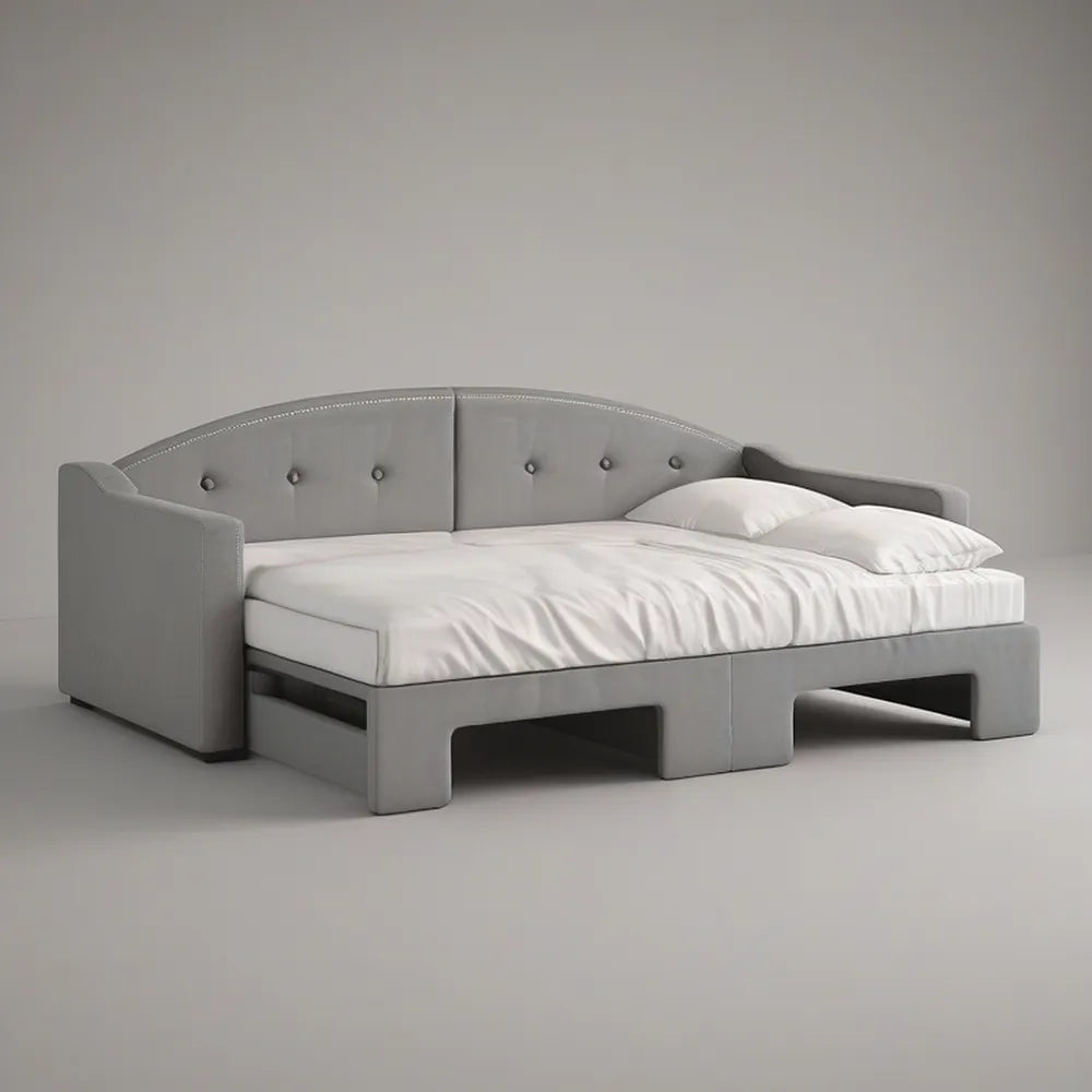 Sofá-cama de Casal em Poliéster Cinzento 210 x 150 x 85 cm