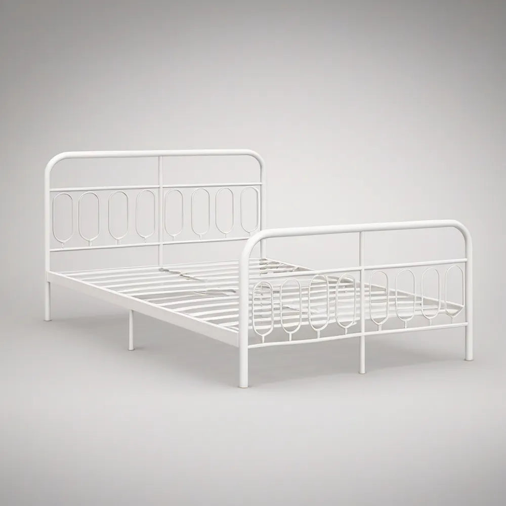 Estrutura Individual em Aço Branca para Colchão 90 x 190 cm com Estrado de Ripas